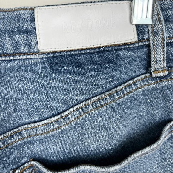 Re/Done Originals 70s Stovepipe Jeans 26 Rodeo Indigo with Hole - Picture 5 of 8
